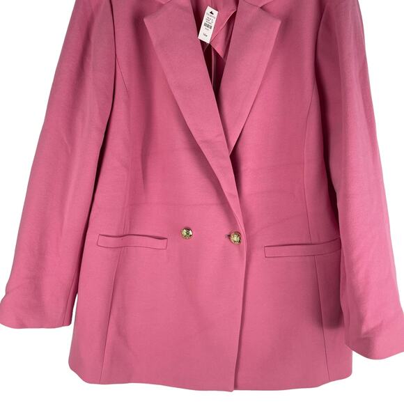 Talbots Double Knit Long Blazer Jacket Double Breasted Pink Size 14W - Picture 5 of 11